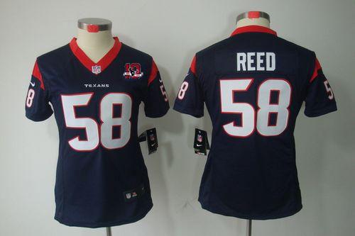  Texans #58 Brooks Reed Navy Blue Team Color With 10TH Patch Women's Stitched NFL Limited Jersey
