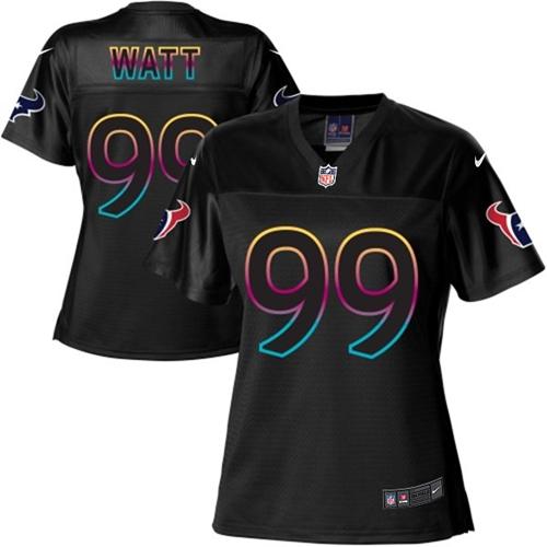  Texans #99 J.J. Watt Black Women's NFL Fashion Game Jersey