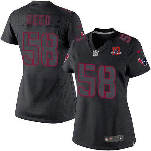  Texans #58 Brooks Reed Black Impact With 10TH Patch Women's Stitched NFL Limited Jersey