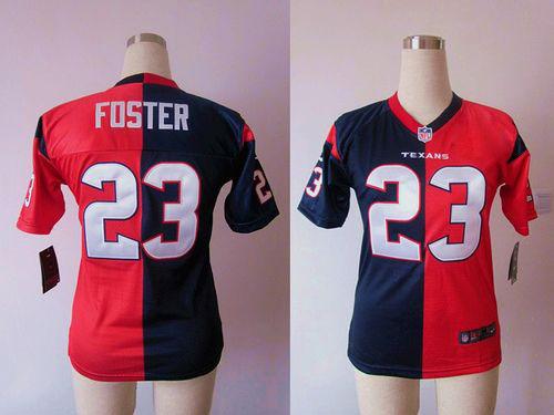  Texans #23 Arian Foster Navy Blue/Red Women's Stitched NFL Elite Split Jersey