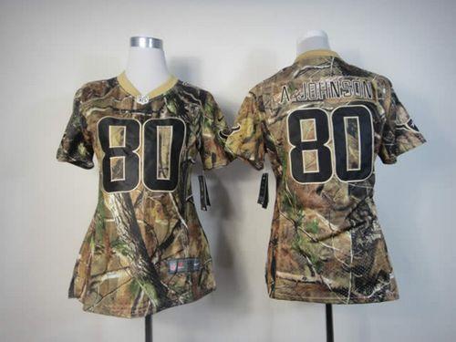  Texans #80 Andre Johnson Camo Women's Stitched NFL Realtree Elite Jersey
