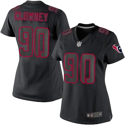  Texans #90 Jadeveon Clowney Black Impact Women's Stitched NFL Limited Jersey