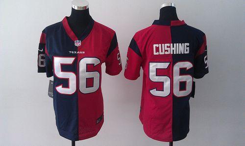  Texans #56 Brian Cushing Navy Blue/Red Women's Stitched NFL Elite Split Jersey