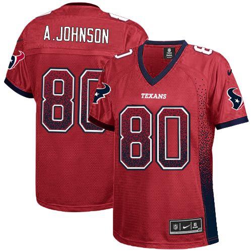  Texans #80 Andre Johnson Red Alternate Women's Stitched NFL Elite Drift Fashion Jersey