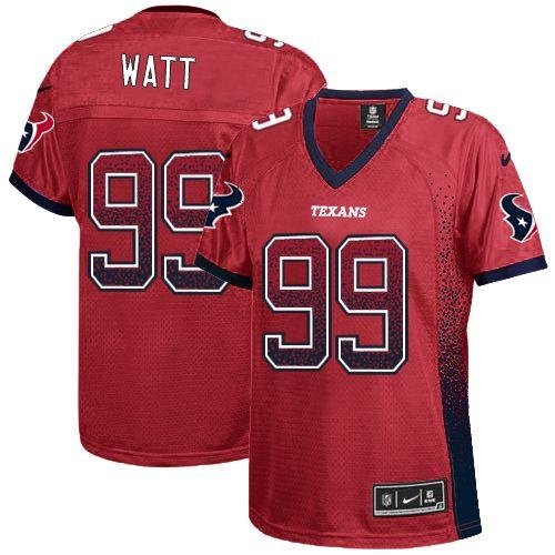  Texans #99 J.J. Watt Red Alternate Women's Stitched NFL Elite Drift Fashion Jersey