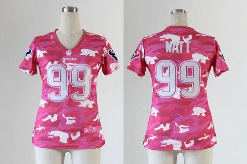  Texans #99 J.J. Watt Pink Women's Stitched NFL Elite Camo Fashion Jersey