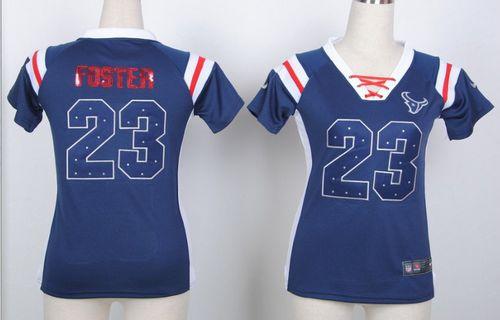  Texans #23 Arian Foster Navy Blue Women's Stitched NFL Elite Light Diamond Jersey