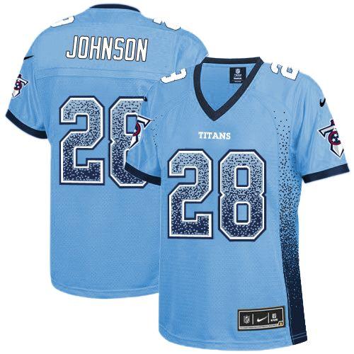  Titans #28 Chris Johnson Light Blue Team Color Women's Stitched NFL Elite Drift Fashion Jersey