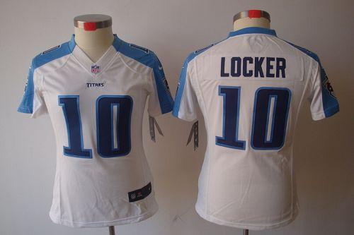  Titans #10 Jake Locker White Women's Stitched NFL Limited Jersey
