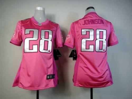  Titans #28 Chris Johnson Pink Women's Be Luv'd Stitched NFL Elite Jersey
