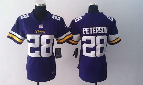  Vikings #28 Adrian Peterson Purple Team Color Women's Stitched NFL Elite Jersey