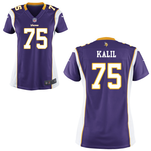  Vikings #75 Matt Kalil Purple Team Color Women's NFL Game Jersey