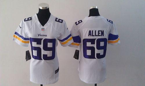  Vikings #69 Jared Allen White Women's Stitched NFL Elite Jersey