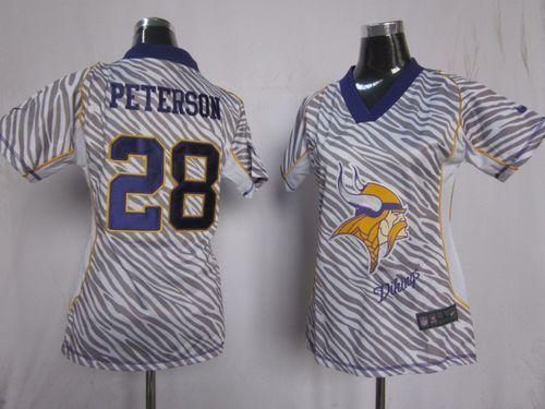  Vikings #28 Adrian Peterson Zebra Women's Stitched NFL Elite Jersey