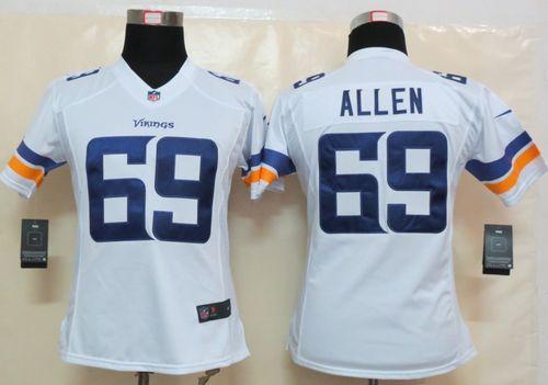  Vikings #69 Jared Allen White Women's Stitched NFL Limited Jersey