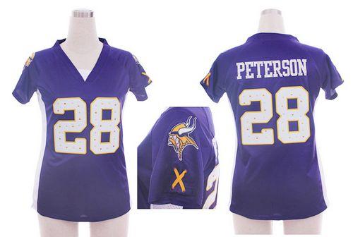  Vikings #28 Adrian Peterson Purple Team Color Draft Him Name & Number Top Women's Stitched NFL Elite Jersey