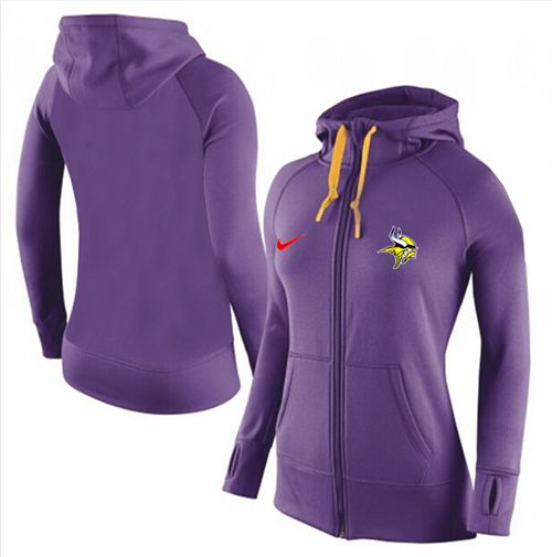 Women's  Minnesota Vikings Full Zip Performance Hoodie Purple_2