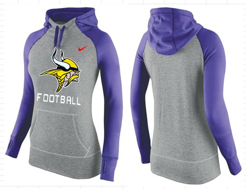 Women's  Minnesota Vikings Performance Hoodie Grey & Purple_1