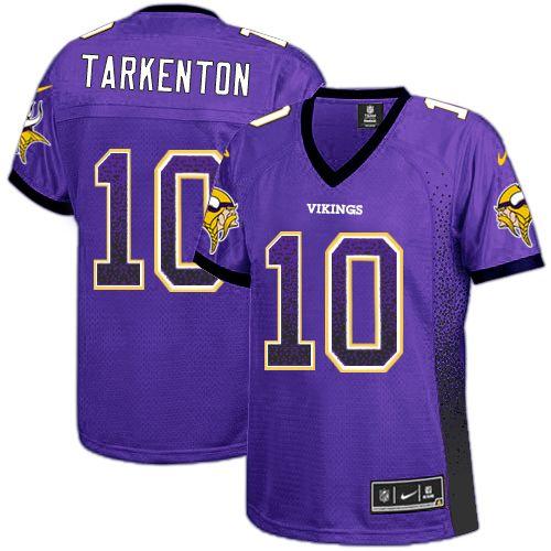  Vikings #10 Fran Tarkenton Purple Team Color Women's Stitched NFL Elite Drift Fashion Jersey