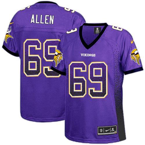  Vikings #69 Jared Allen Purple Team Color Women's Stitched NFL Elite Drift Fashion Jersey