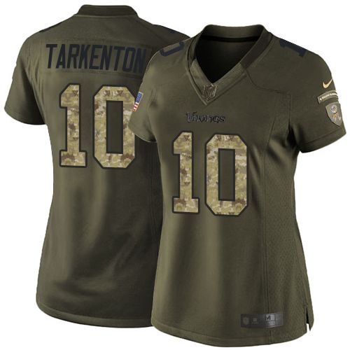  Vikings #10 Fran Tarkenton Green Women's Stitched NFL Limited Salute to Service Jersey