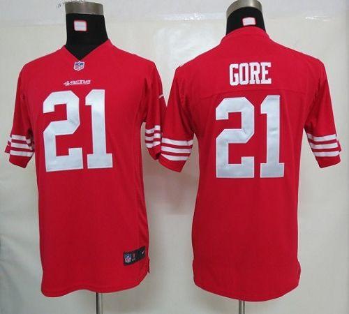  49ers #21 Frank Gore Red Team Color Youth Stitched NFL Elite Jersey