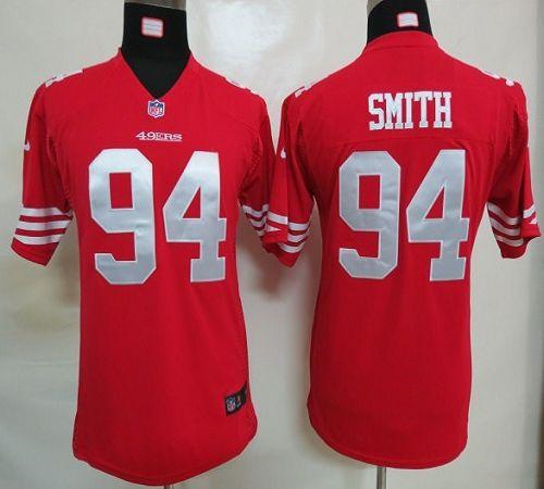  49ers #94 Justin Smith Red Team Color Youth Stitched NFL Elite Jersey