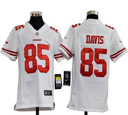  49ers #85 Vernon Davis White Youth Stitched NFL Elite Jersey