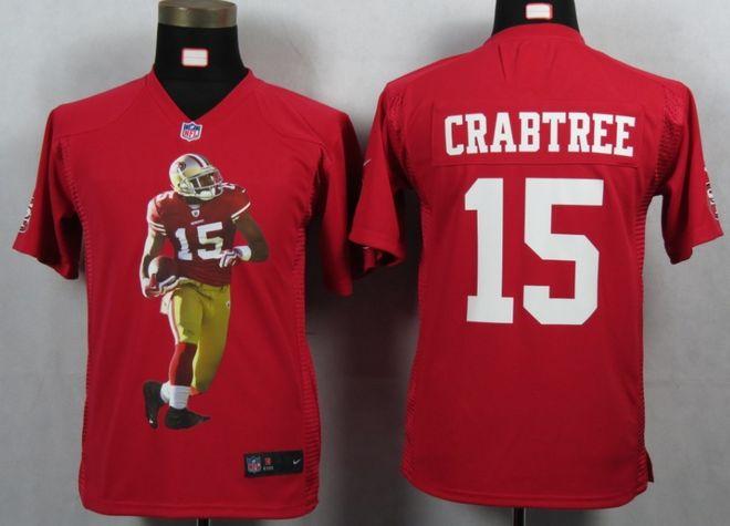  49ers #15 Michael Crabtree Red Team Color Youth Portrait Fashion NFL Game Jersey