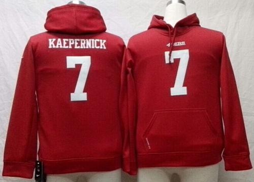  49ers #7 Colin Kaepernick Red Youth Pullover NFL Hoodie