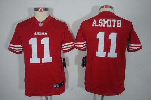  49ers #11 Alex Smith Red Team Color Youth Stitched NFL Limited Jersey