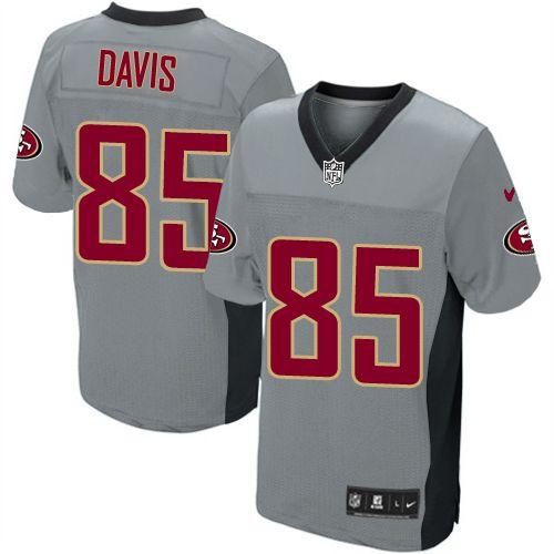  49ers #85 Vernon Davis Grey Shadow Youth Stitched NFL Elite Jersey