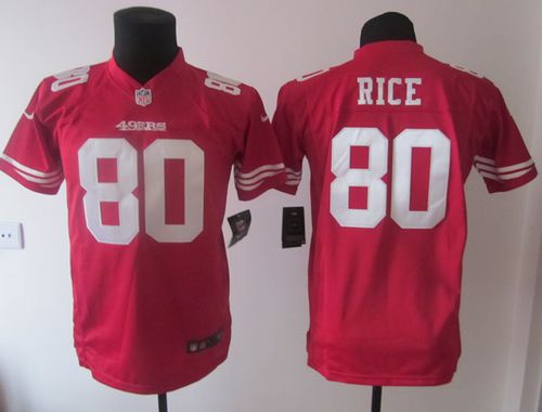  49ers #80 Jerry Rice Red Team Color Youth Stitched NFL Elite Jersey