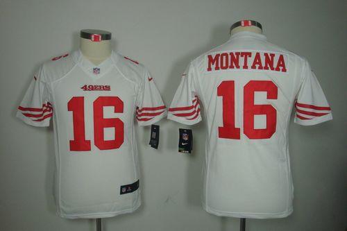  49ers #16 Joe Montana White Youth Stitched NFL Limited Jersey