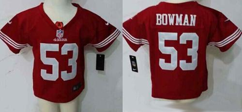 Toddler  49ers #53 NaVorro Bowman Red Team Color Stitched NFL Elite Jersey