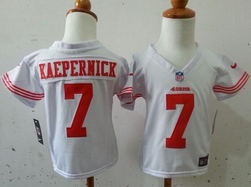 Toddler  49ers #7 Colin Kaepernick White Stitched NFL Elite Jersey