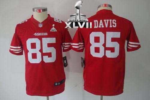  49ers #85 Vernon Davis Red Team Color Super Bowl XLVII Youth Stitched NFL Limited Jersey
