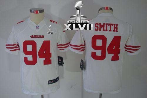  49ers #94 Justin Smith White Super Bowl XLVII Youth Stitched NFL Limited Jersey