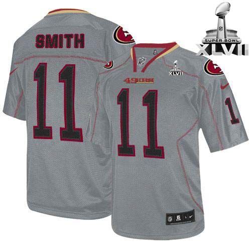  49ers #11 Alex Smith Lights Out Grey Super Bowl XLVII Youth Stitched NFL Elite Jersey