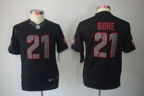  49ers #21 Frank Gore Black Impact Youth Stitched NFL Limited Jersey