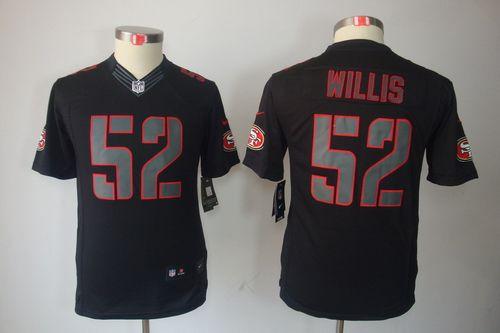  49ers #52 Patrick Willis Black Impact Youth Stitched NFL Limited Jersey