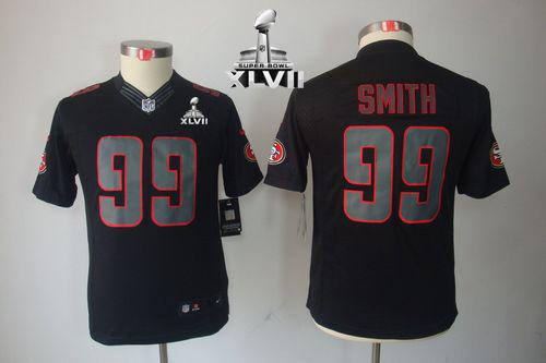  49ers #99 Aldon Smith Black Impact Super Bowl XLVII Youth Stitched NFL Limited Jersey