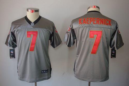  49ers #7 Colin Kaepernick Grey Shadow Youth Stitched NFL Elite Jersey
