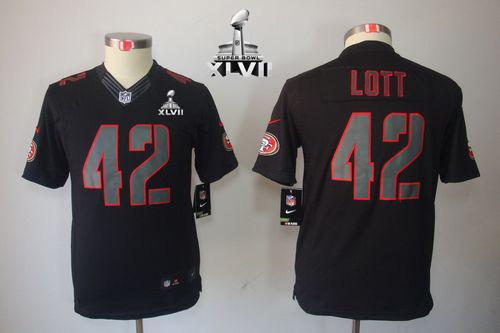  49ers #42 Ronnie Lott Black Impact Super Bowl XLVII Youth Stitched NFL Limited Jersey