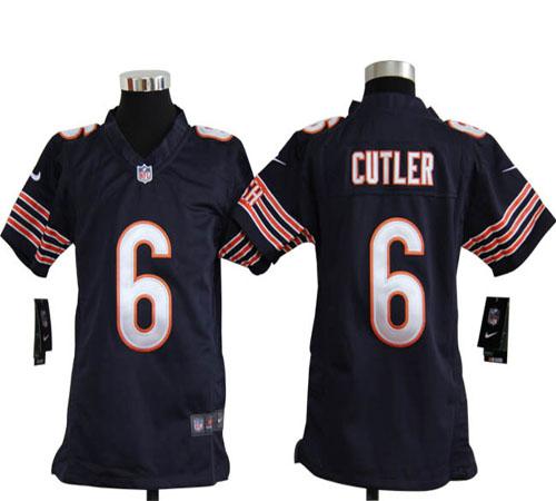  Bears #6 Jay Cutler Navy Blue Team Color Youth Stitched NFL Elite Jersey