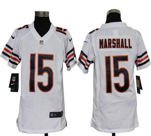  Bears #15 Brandon Marshall White Youth Stitched NFL Elite Jersey