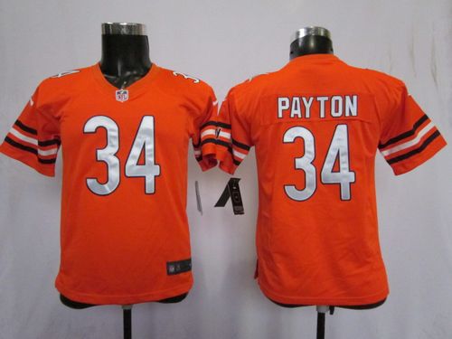  Bears #34 Walter Payton Orange Alternate Youth Stitched NFL Elite Jersey