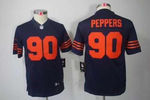  Bears #90 Julius Peppers Navy Blue Youth 1940s Throwback Stitched NFL Limited Jersey