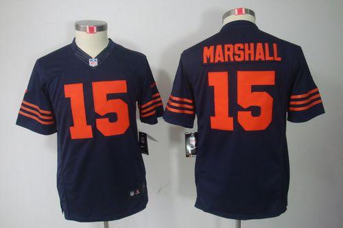  Bears #15 Brandon Marshall Navy Blue Youth 1940s Throwback Stitched NFL Limited Jersey