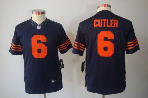  Bears #6 Jay Cutler Navy Blue Youth 1940s Throwback Stitched NFL Limited Jersey